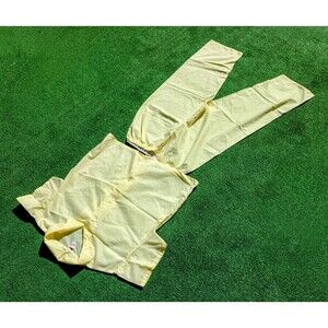 Vintage 1980's Petite Sz 14 2-Pc Sun Yellow Hanes Pajama Shirt & Pants Set EUC